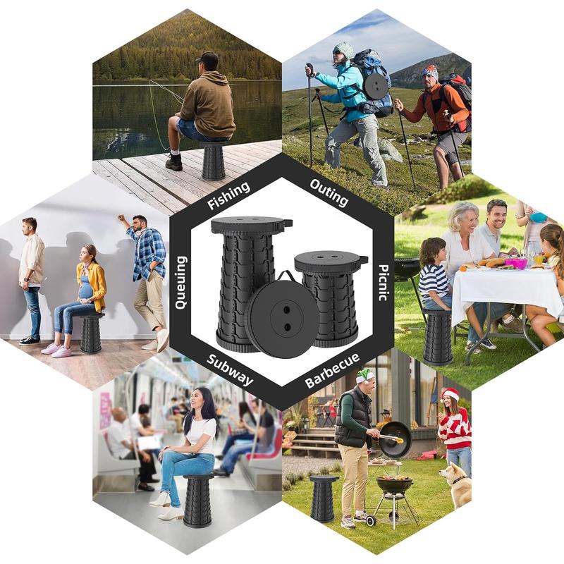 SPOVEN Upgraded Collapsible Stool Lightweight Portable Telescoping Stool with Load Capacity 400lbs ,Retractable Stool for Outdoor Fishing,Hiking,BBQ,Camping,Gardening