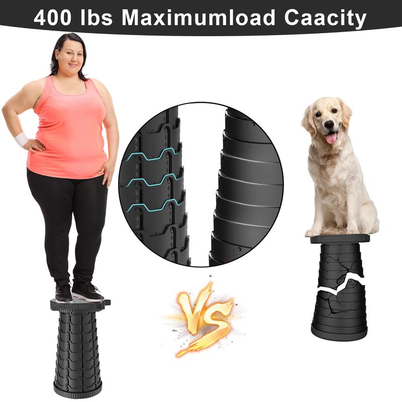 SPOVEN Upgraded Collapsible Stool Lightweight Portable Telescoping Stool with Load Capacity 400lbs ,Retractable Stool for Outdoor Fishing,Hiking,BBQ,Camping,Gardening