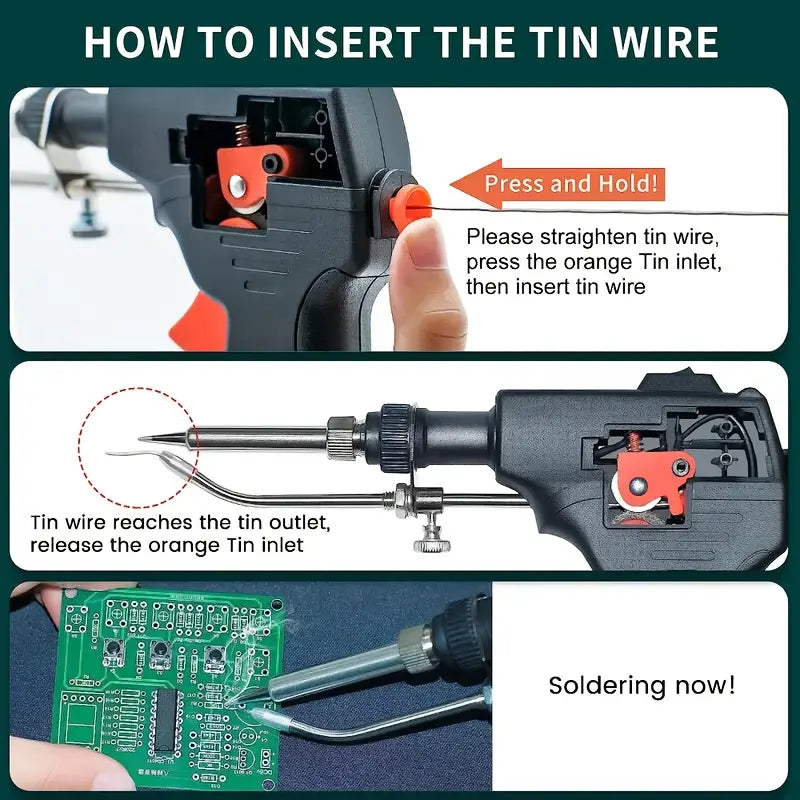 Soldering Iron Kit - Corded Internal Heat Electric Welding Tool with Welding Wire for Circuit Board and Electronic Repair