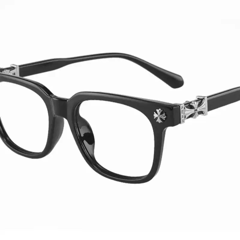 Fashion Square Frame Anti-Blue Light Glasses - Flat Lens, Metal Frame, Versatile Casual Style for All Seasons