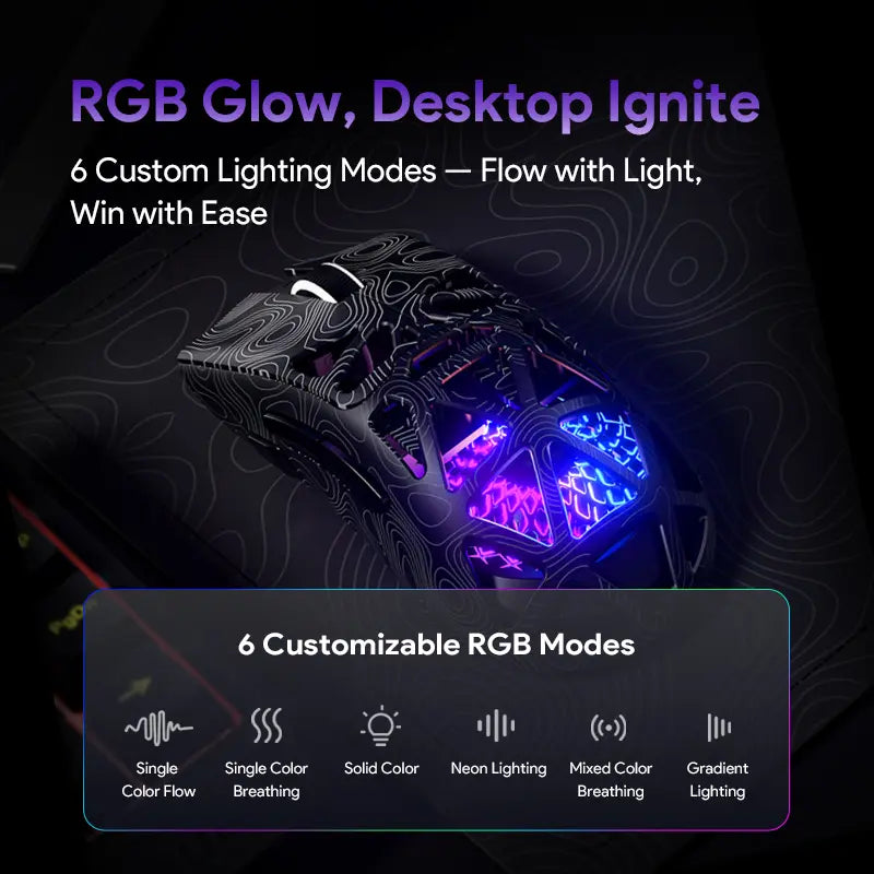 FURYCUBE G11 Tri-Mode Gaming Mouse – PAW 3311, 2.4G/Bluetooth/Wired, Rechargeable, RGB Lighting, Optical Sensor for Gaming & Office