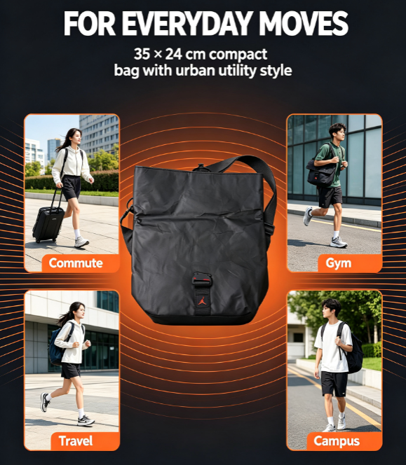 Air Jordan Jumpman Fold Messenger Bag 35x24cm - Water Resistant Crossbody Shoulder Bag
