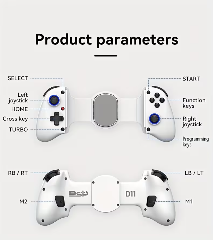 Mobile Game Controller with Hall Effect Joystick – Multi-Platform Wireless Gamepad, Vibration Feedback, 2.4G & Bluetooth 5.2, Compatible with Android, PC, Switch & iOS