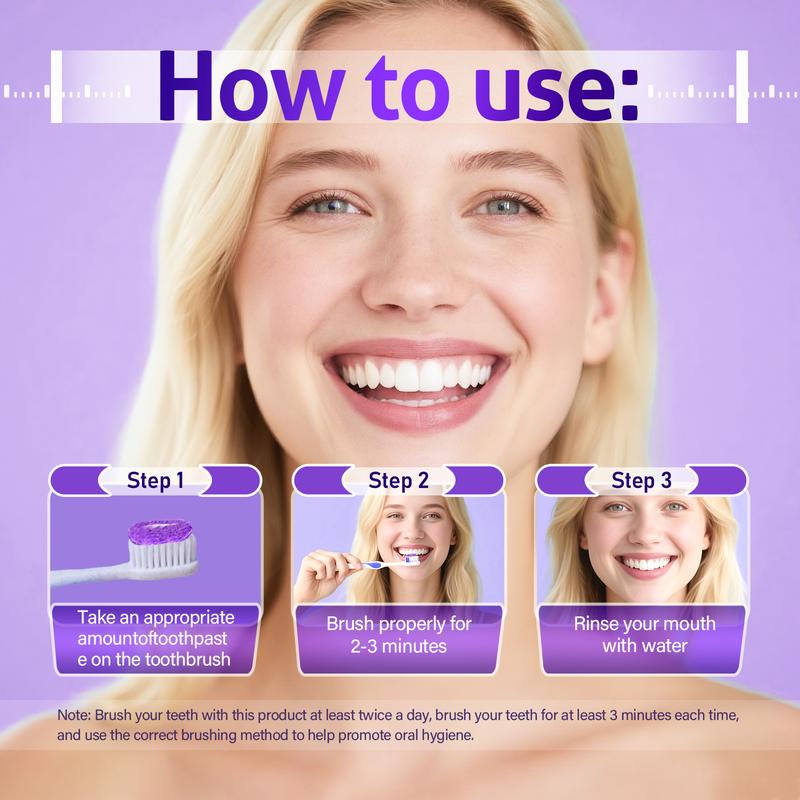 Buy 1 bottle and get 5 bottles free. Lysozyme Enzyme-Activated Purple Whitening Toothpaste. This toothpaste can immediately remove stains and restore teeth to a bright and shiny state, as well as freshen breath.