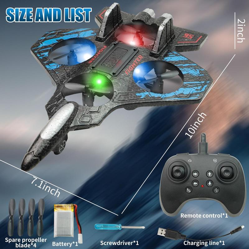 RC Stunt Fighter Jet Toy for Kids with 360° Flips & LED Lights | Easy to Fly Kids Drone Three batteries
