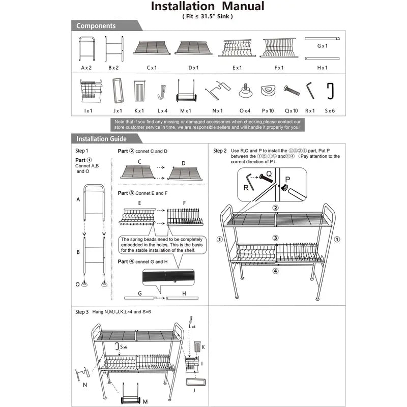【Special offer】San Dream Over Sink Rack Kitchen Over The Sink Dish Drying Rack Organizer Large Space Saving Dish Drainer Countertop Dishes Rack On Counter Caddy Utensil Metal Organizer 1&2 Tiers
