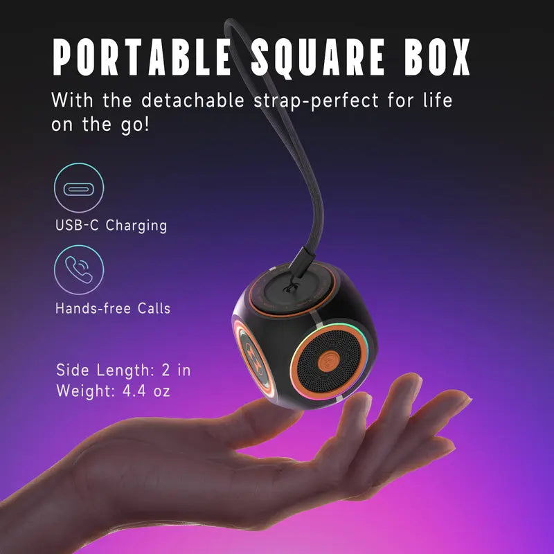 2-Inch Small Bluetooth Speaker with RGB Multi-Color Lights – Spinning Desk Toy, Portable PC Speaker, Great Gift for Boys, Teens & Men