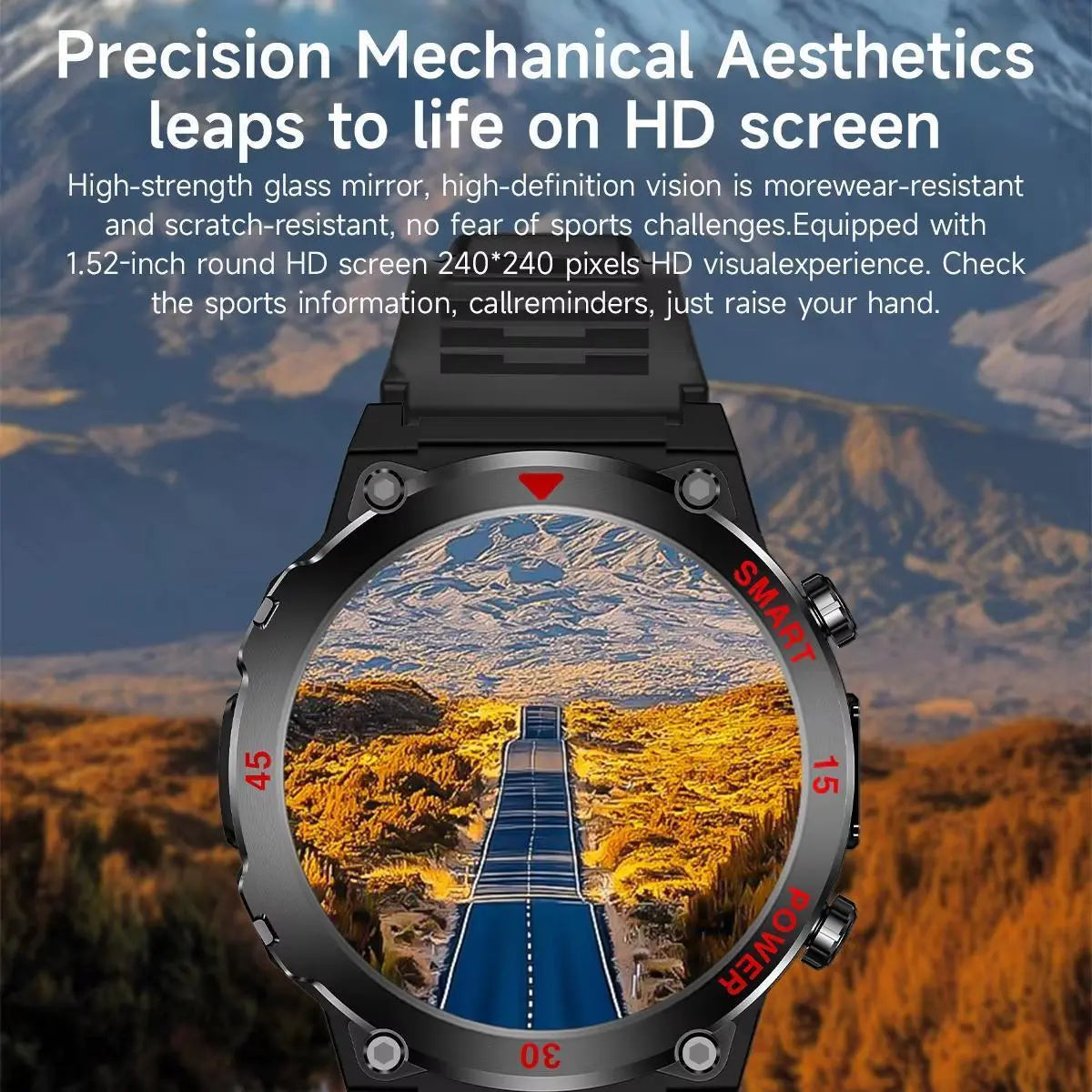 Men's Outdoor Smart Watch with LED Flashlight - Bluetooth Call, Sports Fitness Tracker