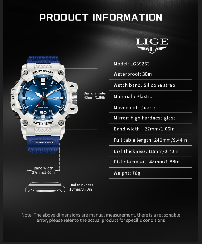 Dual Screen Watch for Men – Luminous, Chronograph, Alarm, Date, Dual Time Zone, Quartz, Zinc Alloy & Silicone Strap, for Swimming/Gym/Travel