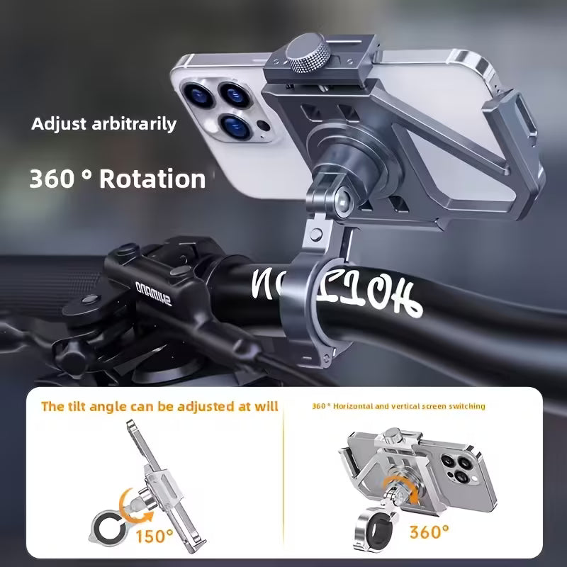 360-Degree Rotatable Aluminum Alloy Phone Holder, Universal Anti-Shake Navigation Mount