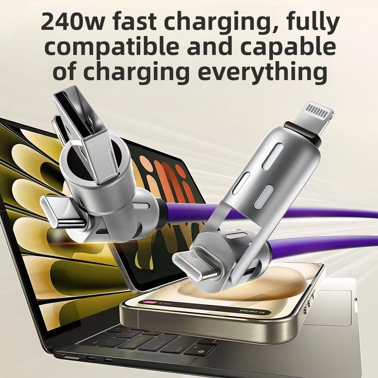 Buy 1 Get 1 Free 240W 4-in-1 1.5m Fast Charging Cable Type-C For Apple & Android Devices