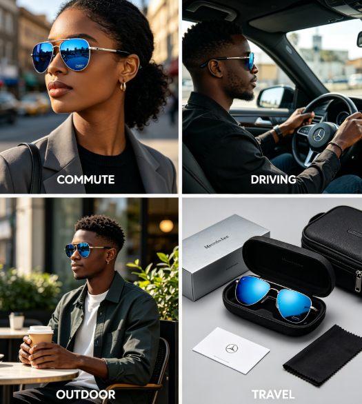 Premium Polarized Pilot Sunglasses for Men - UV400 Protection for Driving and Outdoor Activities
