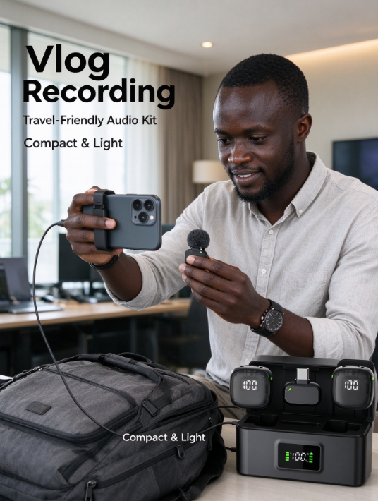 Mic3 AI Wireless Lavalier Microphone – Bluetooth, Noise Cancelling, Clip-On for Video & Streaming