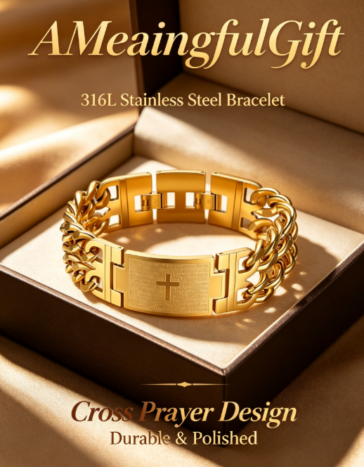 316L Stainless Steel Cross Bracelet – Durable Prayer Design, Great Holiday Gift