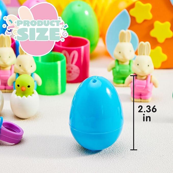 100PCS Prefilled Easter Eggs with Toys for Easter Egg Hunt Party Favors Basket Stuffers Classroom Prizes Kids Outdoor Play