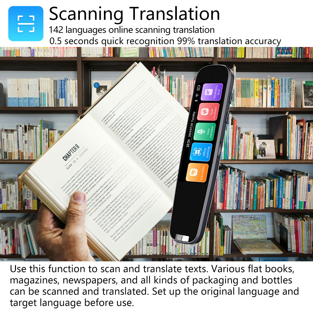 Slim Translation Reading Pens, Auxiliary Tools, 142 Language Translation Devices for Reading Support, Language Learners for Voice Dialogue Translation, Digital Products, Smart, Portable, Mini, Men Gadgets, Portable Translator, Durability