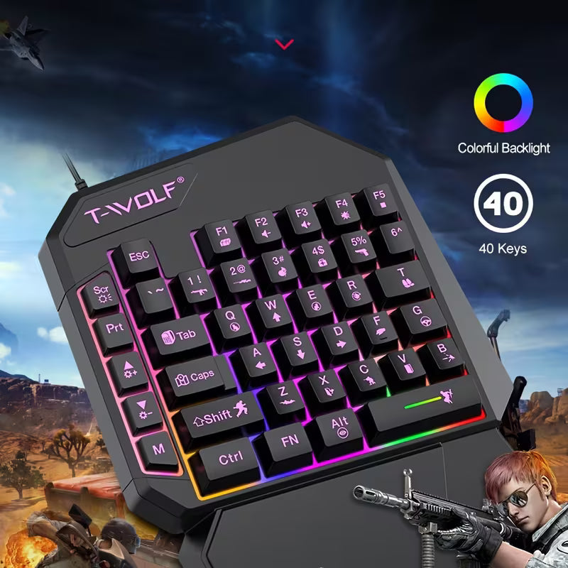 Single-Handed Mechanical Keyboard – Luminous, Compact & Portable for Gaming & Office
