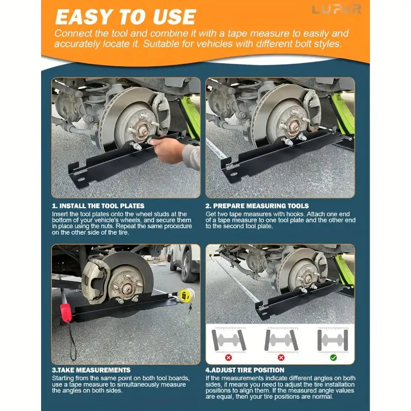 Pair of Wheel Alignment Tools – Heavy-Duty Toe-In Positioning Plates with Hanging Holes for Easy Wall Storage – DIY Alignment Plates for Cars & Light Trucks