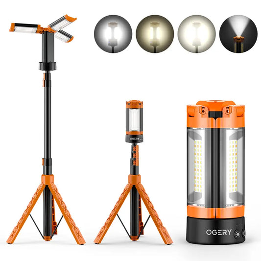 25new Rechargeable 10000mAh Camping Light with Detachable Tripod ( 1.75 to 6.5 Feet ), 2200 Lumens Cordless Dimmable Work Light & Emergency Light Outdoor Hiking Gear