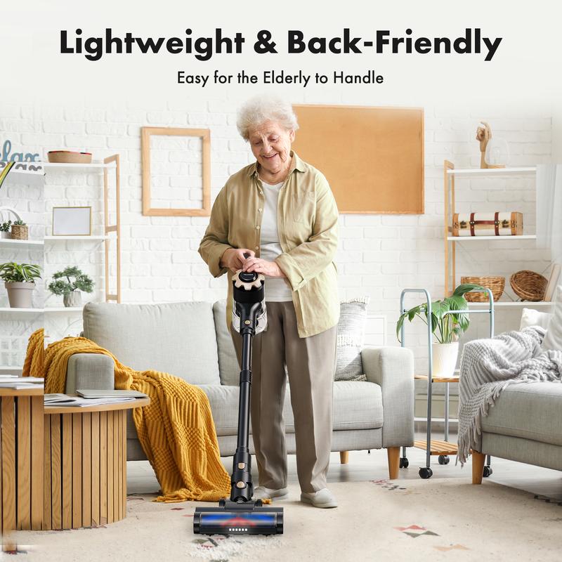 cordless vacuum features an 8-in-1 lightweight design with up to 45 minutes of runtime and 33Kpa of powerful suction. This rechargeable cordless vacuum is ideal for carpets, tiles, pet hair, and hardwood floors.