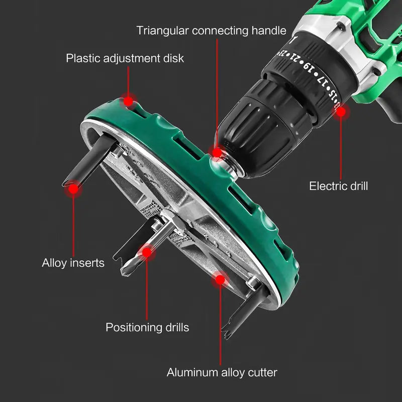 Adjustable Round Hole Opener – 45-130mm Diameter, Replaceable Cutter, Universal Power Tool Accessory, Heavy Duty for Drilling