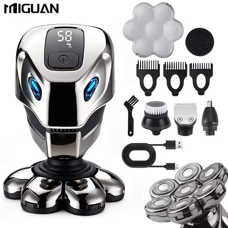 Men's 9-in-1 Grooming Kit – USB Rechargeable Head Shaver, Clipper, Nose Trimmer & Cleanser for a Clean, Confident Look