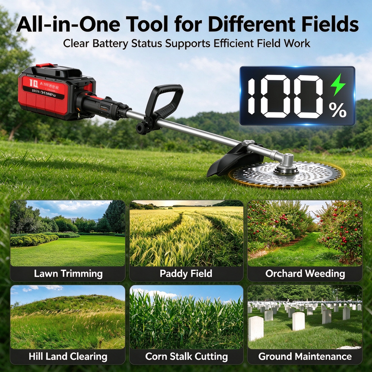 Rear-Mounted Lawn Mower - Small Household Grass Trimmer, High-Power Rechargeable Weed Eater, Lithium Battery Lawn Trimmer Must-Have Tool