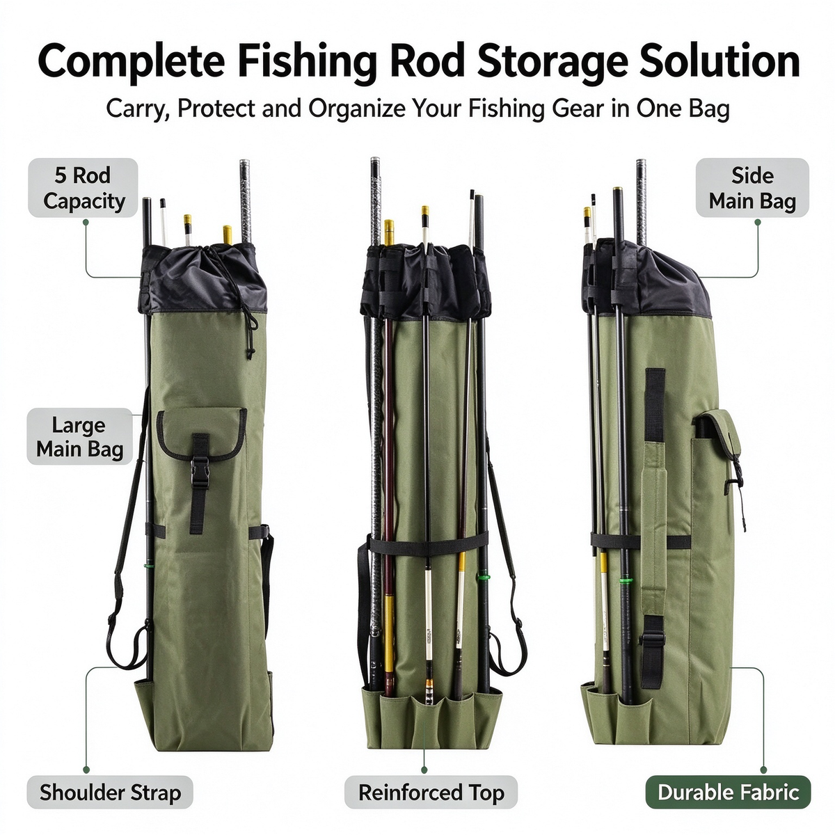 Outdoor Fishing Bag Tackle Bag - Thickened Large Capacity Portable Fishing Rod Bag, Sea Rod Bag, Crossbody Bag for Lure Fishing