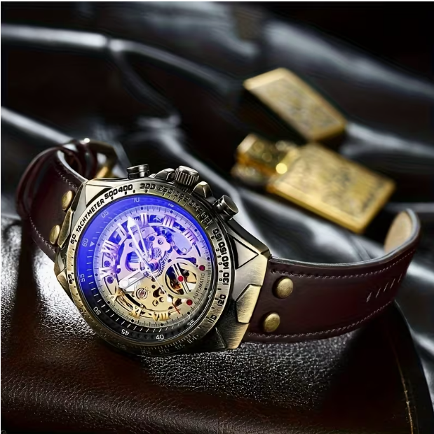 Men's Automatic Skeleton Mechanical Watch – Business & Sport Style, Retro Sci-Fi Design, Elegant Stable Movement