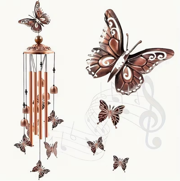Metal Butterfly Wind Chime – Outdoor Garden, Patio & Yard Decor, Memorial Windchime for Front Door, Pathway & Backyard