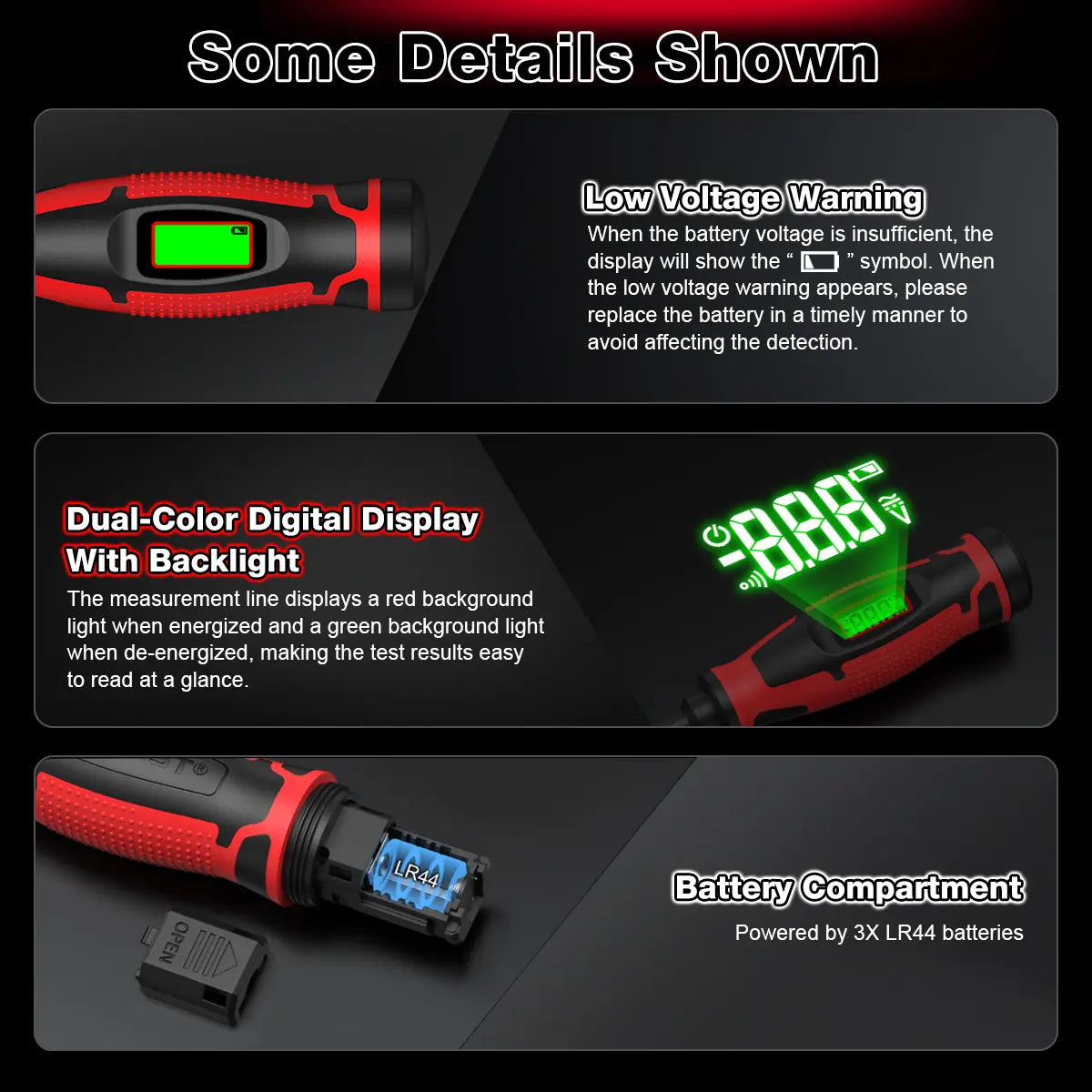 HABOTEST HT95A-SL5 Voltage Tester Screwdriver - 2-in-1, 6V-390V AC, NCV, LCD Screen