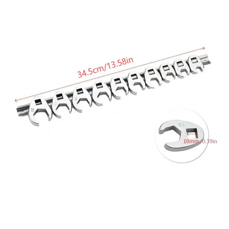 3/8" Drive Crowfoot Wrench Set – Metric & SAE, Dual-Use Socket Wrench Heads, Professional Hand Tool for Home & Office