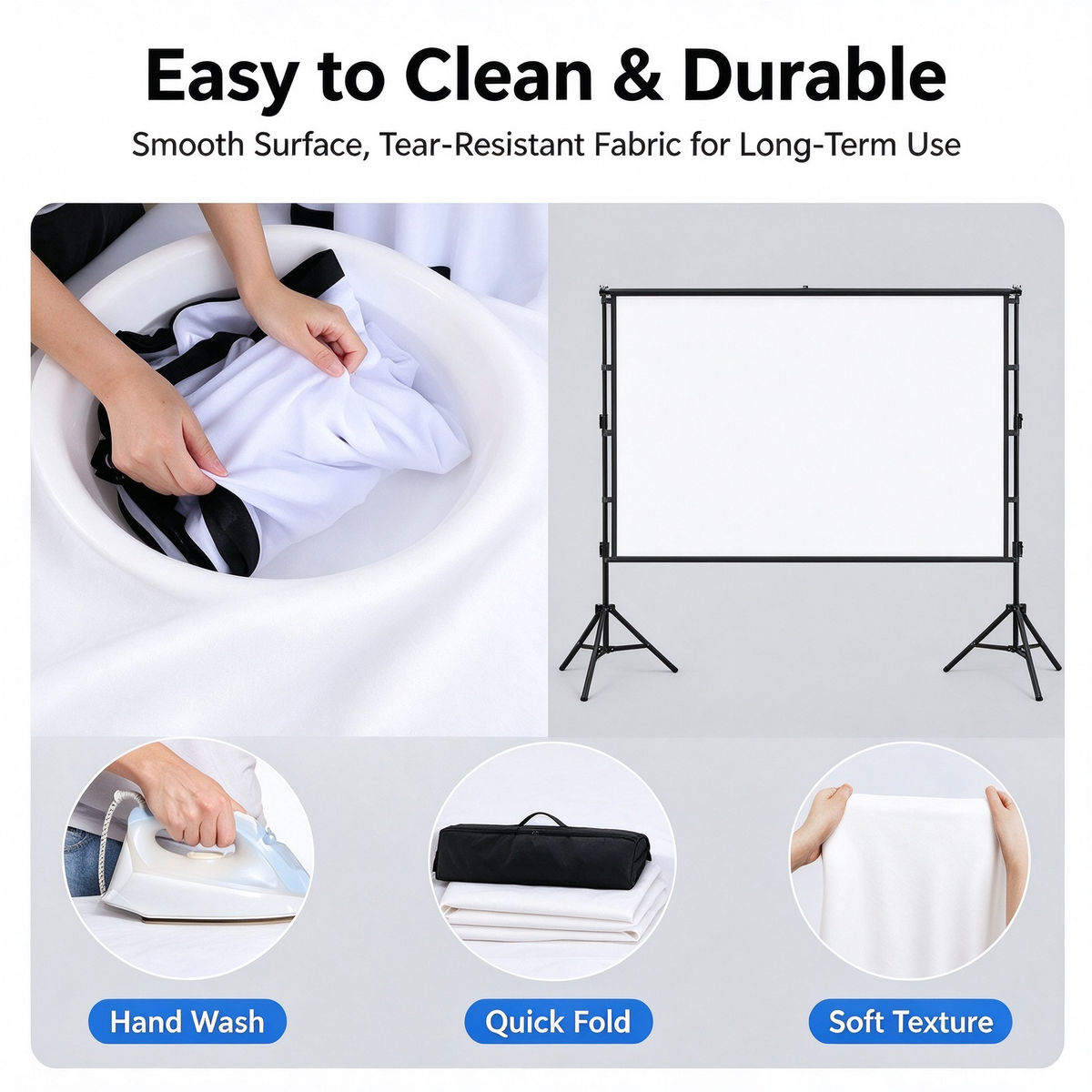 Outdoor Floor-Standing Tripod Projector Screen - Open-Air Movie Dual-Bracket Projector Screen, Home Anti-Light Screen