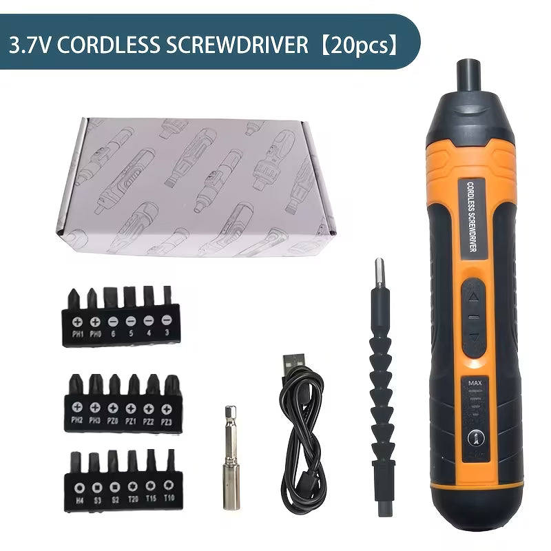 Electric Screwdriver – Rechargeable, Straight Handle, USB Charging with Torque Adjustment