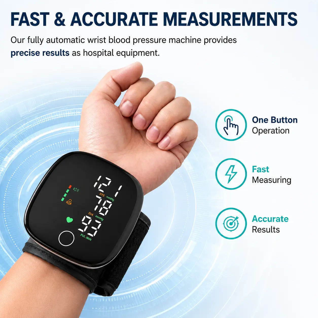 Wrist Blood Pressure Monitor with Voice Readout - 99x2 Memory, Large LED Display, Carrying Case for Family Healthcare