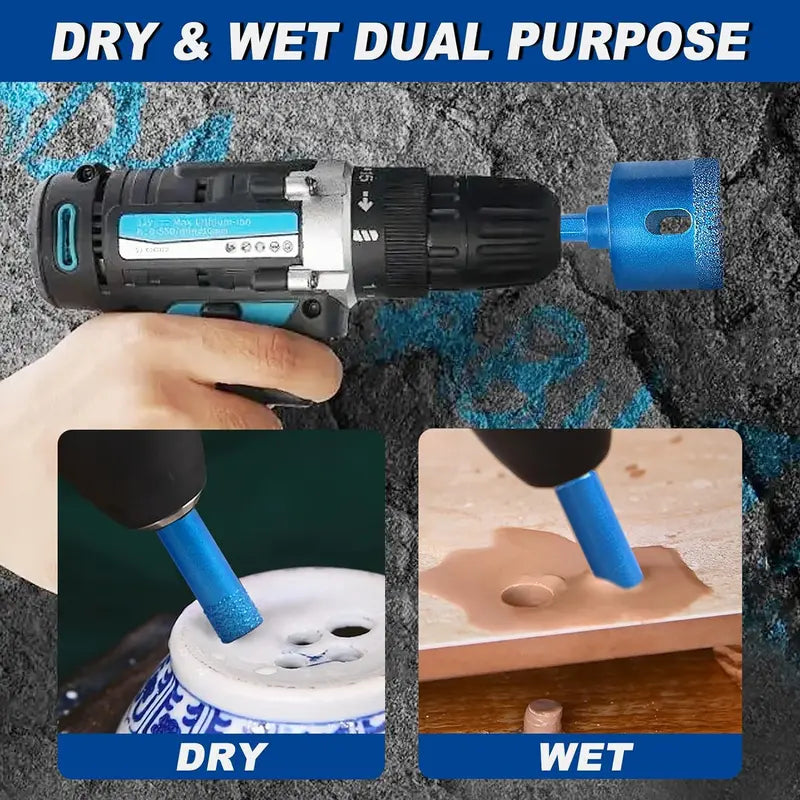 10-Piece Brazed Diamond Hole Saw Kit - Serrated Tile Core Drill Bits with EVA Mold and Hard Storage Bag for Dry Cutting