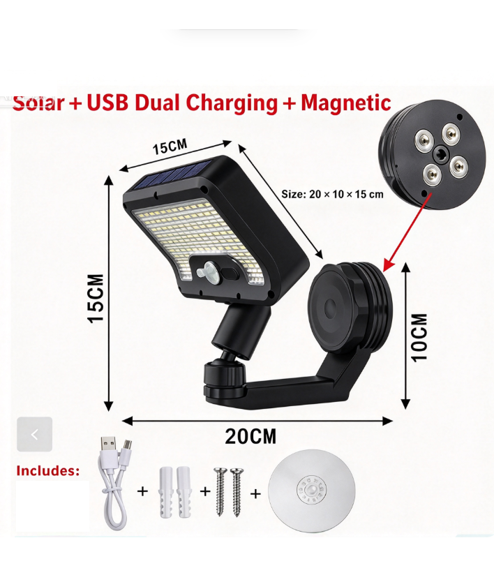 2-Pack 2026 New Solar Outdoor Garden Light - Magnetic Wall Lamp with Motion Sensor, Super Bright for Balcony and Yard