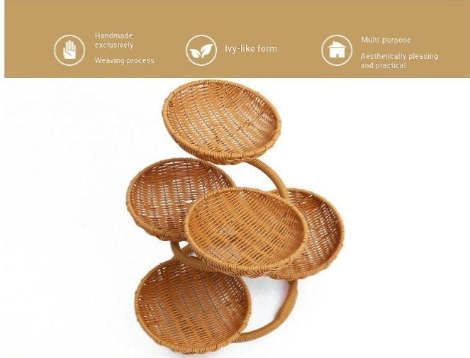 Multi-Layer Creative Pastry & Fruit Storage Basket – Imitation Rattan Hand-Woven Snack, Bread & Dried Fruit Basket