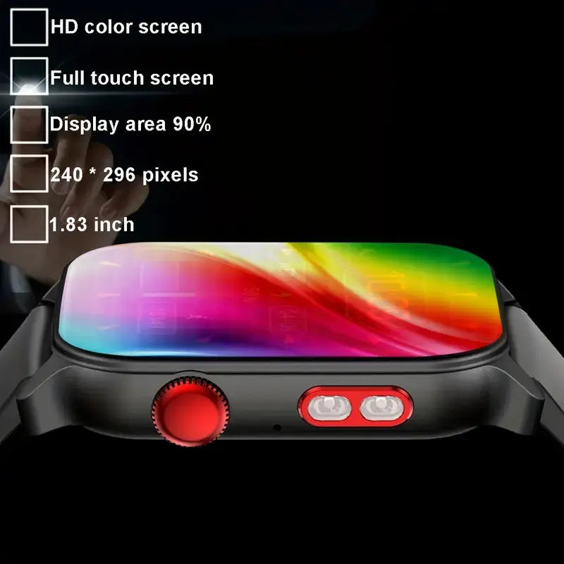 Smart Watch for Men and Women with Call/Message Reminder – 1.83 Inch Touch Screen Fitness Watch – Heart Rate/Sleep/Calorie/Step Monitor, Emergency Flashlight, Activity Tracker for Android & iOS