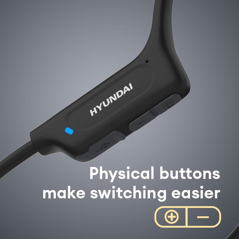 HYUNDAI G06 Black Bone Conduction Neckband Wireless Earphones Bluetooth 5.4 Waterproof Sports Headphones