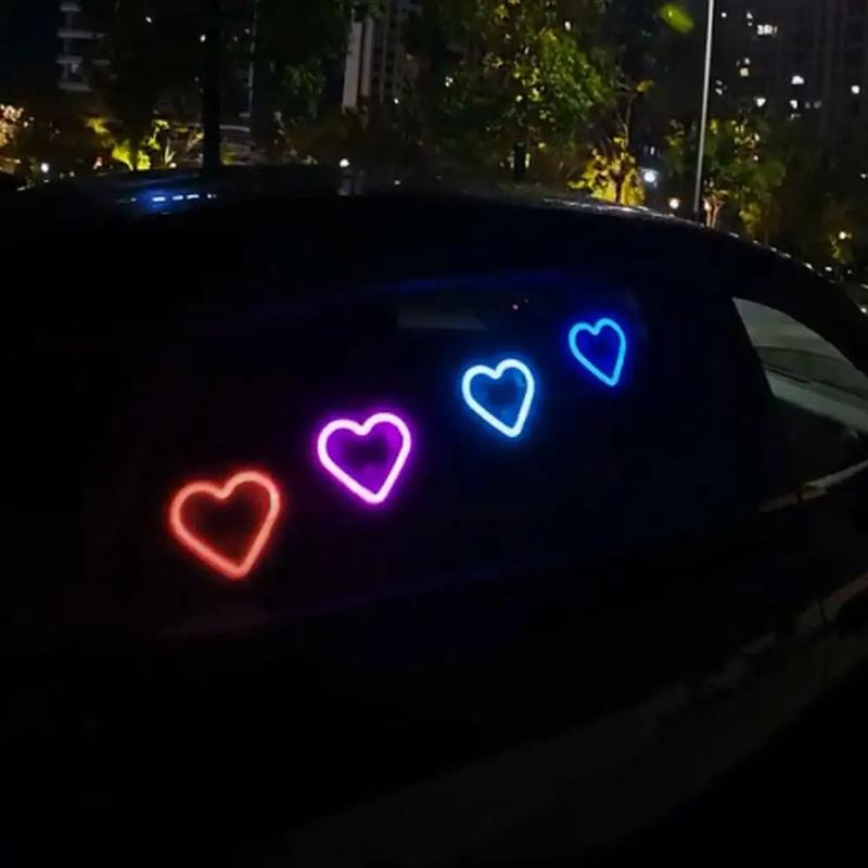 Joytutus Solar Powered Wireless LED Heart Shape C-Pillar Neon Light for Car Interior Decor Eco-Friendly Modern Stylish Look 9.57mm x 8.42mm x 15.36mm