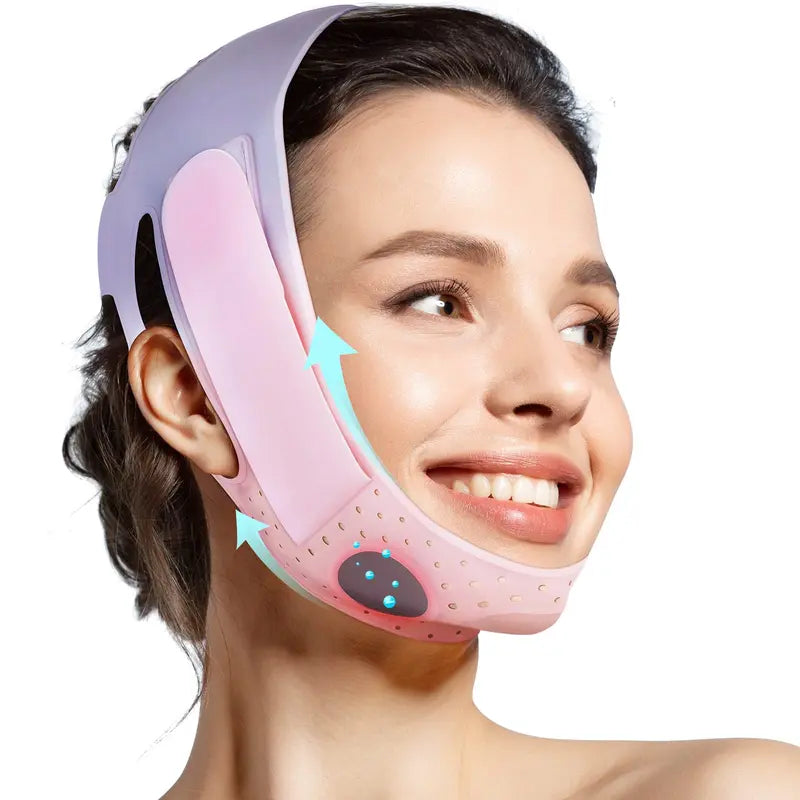 V Line Face Lifting Mask Double Chin Strap Soft Silicone Elasticity Adjustable Comfort Sagging Cheeks Multicolor for Facial Contour and Sagging Cheeks Pink