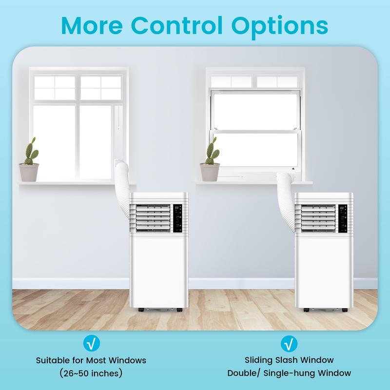 7000 BTU Portable Air Conditioners Cool Up to 350 Sq.Ft, 4 Modes Portable AC with Remote Control, LED Display, 24Hrs Timer, Installation Kits for Home/Office/Dorms, White