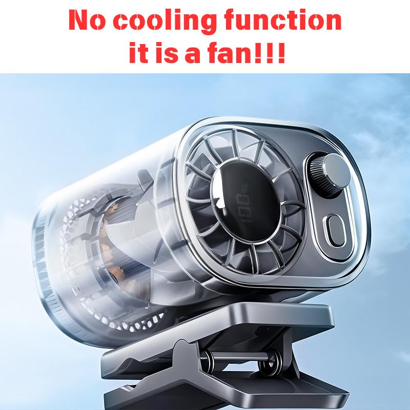 Car Clip On Fan with LED Display 360° Rotation 100 Speeds Adjustable USB Rechargeable Personal 1800mAh Battery Stepless Speed Adjustment - Charging