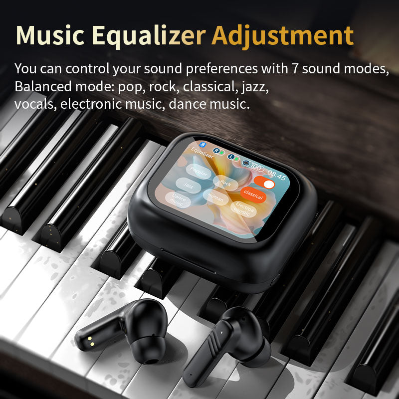 Most Recommended (Clear & Feature-Packed): LX10 Translating Earbuds with Color Touch Screen – Noise Cancelling, Wireless Bluetooth for Call, Office & Sport
