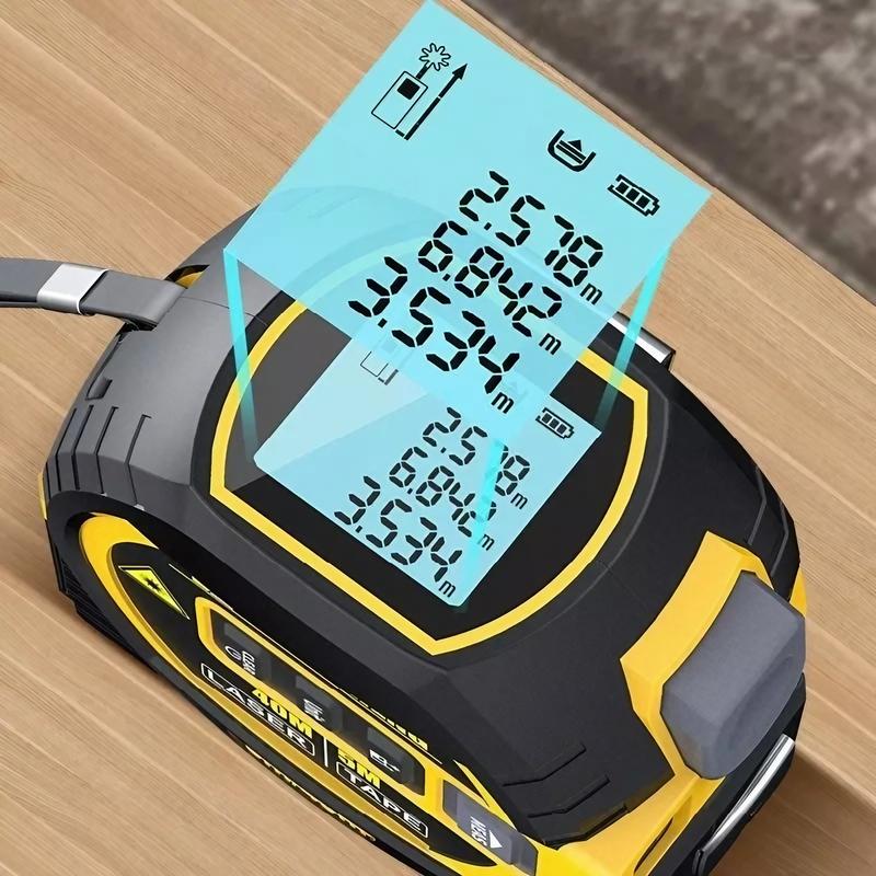 3-in-1 Digital Laser Tape Measure, 60m Laser Distance Measuring Tape with LCD Display & Self Locking Device, Accurate Measurement Tool for Area/Volume/Distance, Construction Tools, Hardware