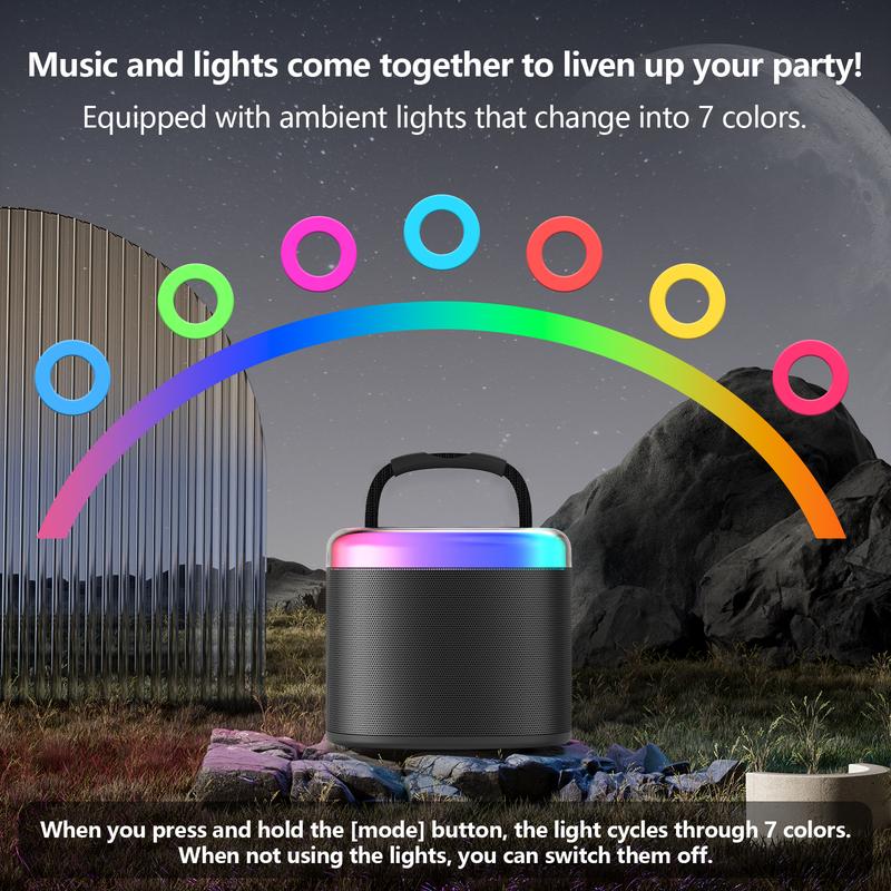 Wireless Portable Karaoke Speaker with 2 Wireless Microphones and RGB Light Show, Ideal for Kids, Travel, Outdoor Sports, Dorms, Parties, Birthdays, and Family Fun – A Great Gift Choice