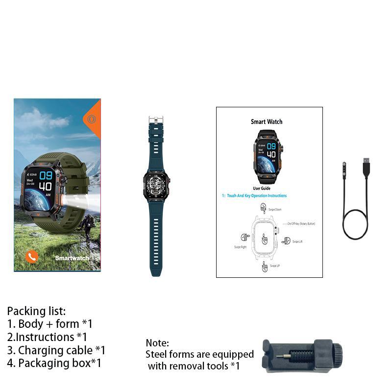 Multi-functional Smart Watch with Flashlight Compass, Fashionable Digital Watch with Heart Rate Monitoring & Sleep Tracking, Sports Watch with Multiple Sports Modes for Women & Men