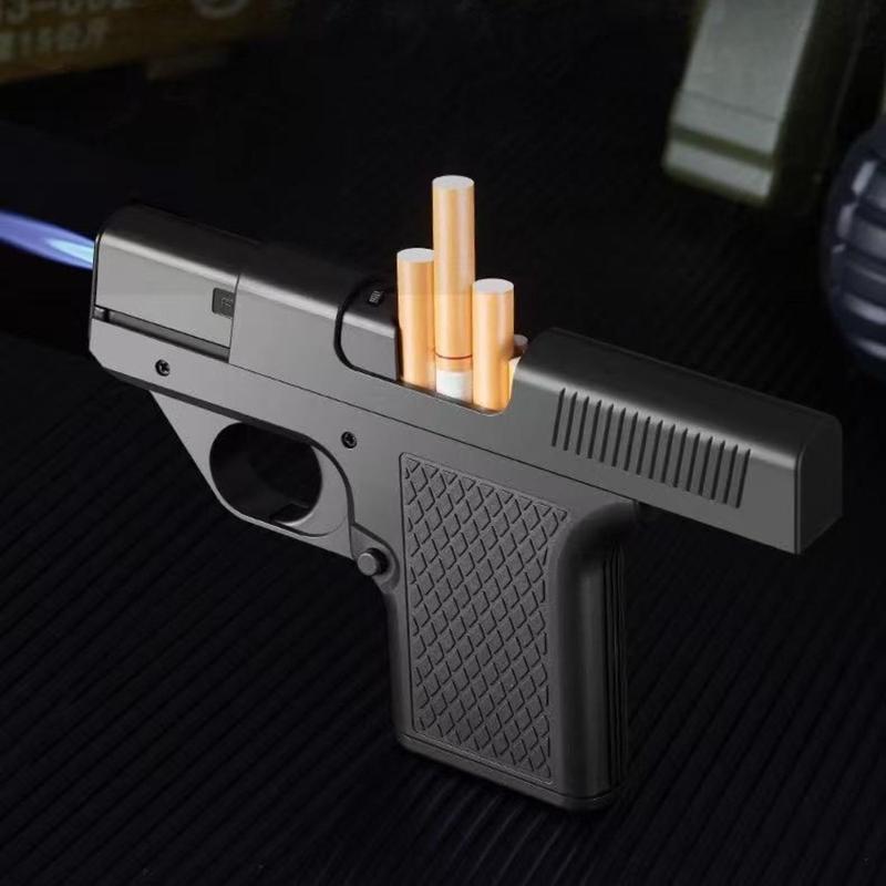 Creative lighter, Fun torch, igniter, barbecue and camping, multi-functional storage,case lighter cigar,no butane harmless gas, black gift for men and women (add gas by yourself)