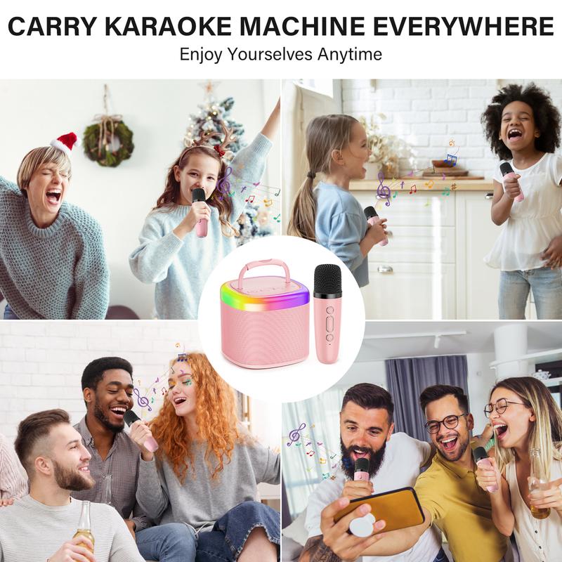 Wireless Portable Karaoke Speaker with 2 Wireless Microphones and RGB Light Show, Ideal for Kids, Travel, Outdoor Sports, Dorms, Parties, Birthdays, and Family Fun – A Great Gift Choice